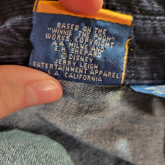 Disney Winnie the Pooh Long Sleeve Denim Button Up Shirt with Corduroy Collar - Picture 7 of 8